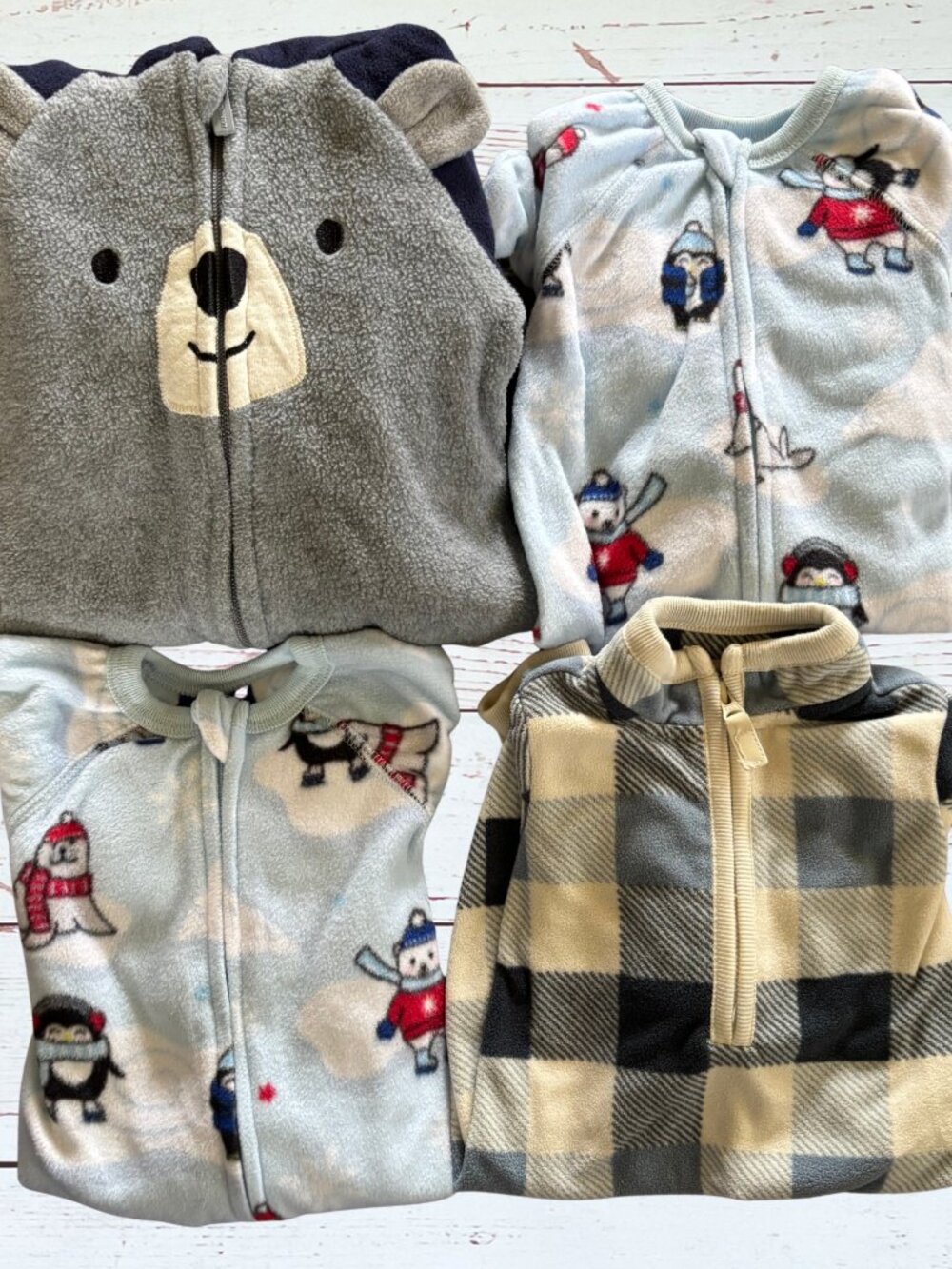 0-3 Month Baby Boy 4Pc. Footie Pajama Bundle - Winter Pajamas